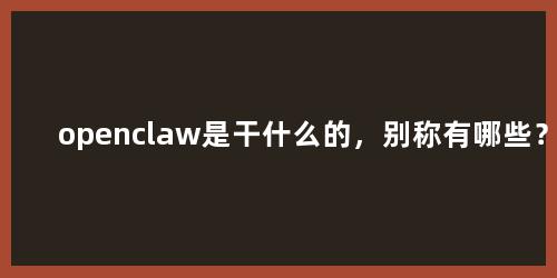 openclaw是干什么的，别称有哪些？
