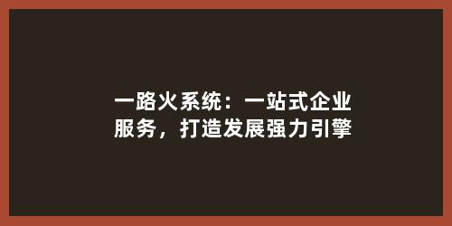 一路火系统：一站式企业服务，打造发展强力引擎