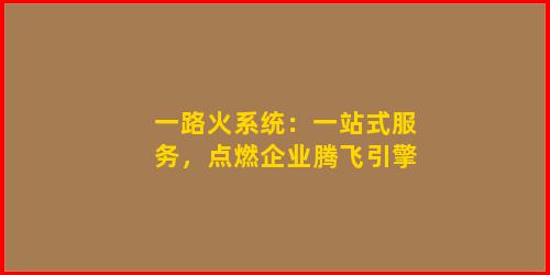 一路火系统：一站式服务，点燃企业腾飞引擎