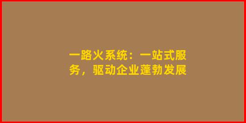 一路火系统：一站式服务，驱动企业蓬勃发展