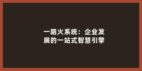 一路火系统：企业发展的一站式智慧引擎