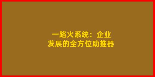 一路火系统：企业发展的全方位助推器