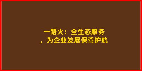一路火：全生态服务，为企业发展保驾护航