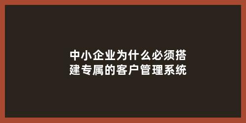 中小企业为什么必须搭建专属的客户管理系统