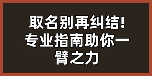 取名别再纠结!专业指南助你一臂之力