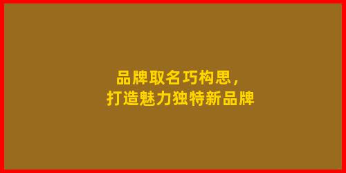 品牌取名巧构思，打造魅力独特新品牌