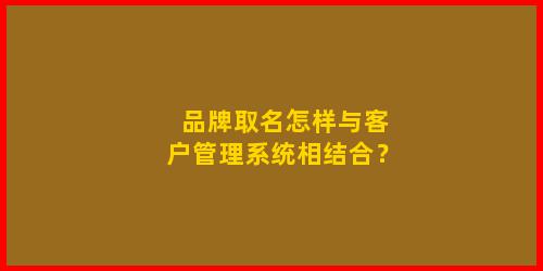 品牌取名怎样与客户管理系统相结合？