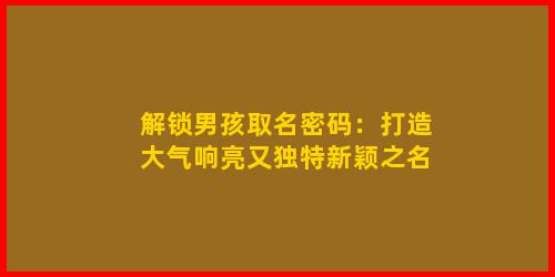 解锁男孩取名密码：打造大气响亮又独特新颖之名