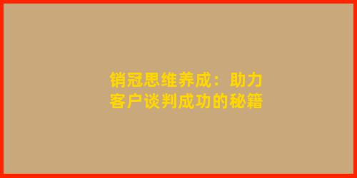 销冠思维养成：助力客户谈判成功的秘籍