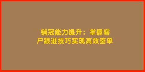 销冠能力提升：掌握客户跟进技巧实现高效签单