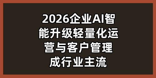 2026企业AI智能升级：轻量化运营与客户管理成行业主流