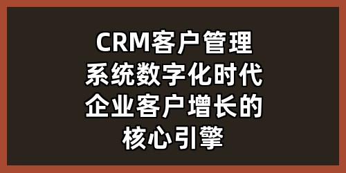 CRM客户管理系统：数字化时代企业客户增长的核心引擎