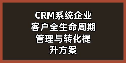 CRM系统：企业客户全生命周期管理与转化提升方案