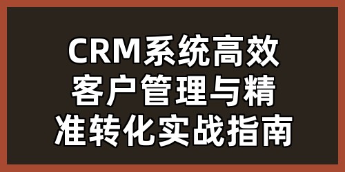 CRM系统：高效客户管理与精准转化实战指南