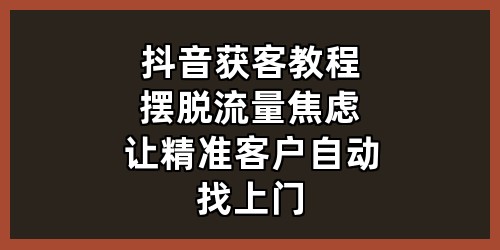 《抖音获客教程：摆脱流量焦虑，让精准客户自动找上门》