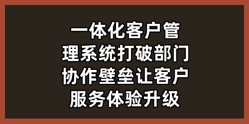 一体化客户管理系统：打破部门协作壁垒，让客户服务体验升级