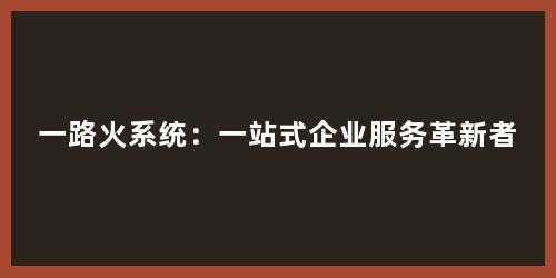 一路火系统：一站式企业服务革新者