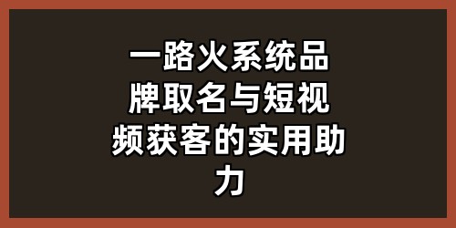 一路火系统：品牌取名与短视频获客的实用助力