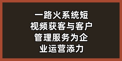 一路火系统：短视频获客与客户管理服务，为企业运营添力