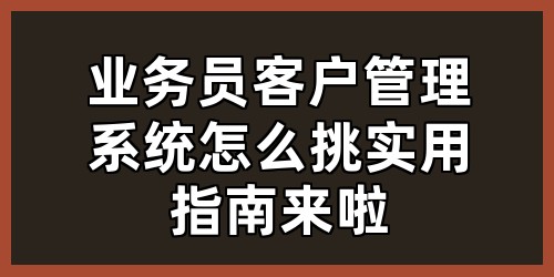 业务员客户管理系统怎么挑？实用指南来啦！