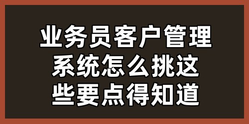 业务员客户管理系统怎么挑？这些要点得知道