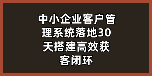 中小企业客户管理系统落地：30天搭建高效获客闭环