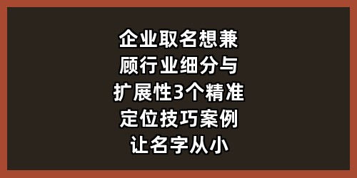 企业取名想兼顾行业细分与扩展性？3个精准定位技巧+案例，让名字从小处扎根、向大处生长