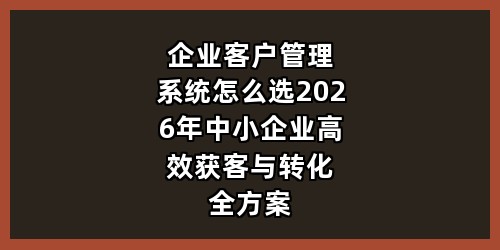 企业客户管理系统怎么选？2026年中小企业高效获客与转化全方案