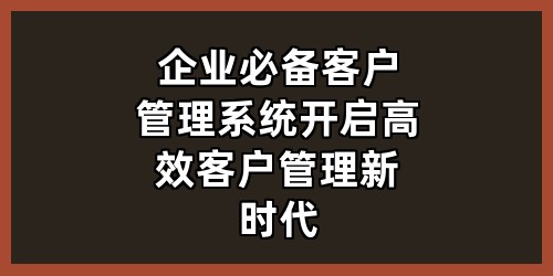 企业必备！客户管理系统，开启高效客户管理新时代