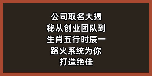 公司取名大揭秘：从创业团队到生肖五行时辰，一路火系统为你打造绝佳品牌名