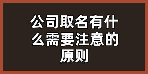 公司取名有什么需要注意的原则？