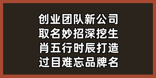 创业团队新公司取名妙招：深挖生肖五行时辰，打造过目难忘品牌名