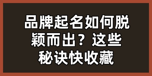 品牌起名如何脱颖而出？这些秘诀快收藏