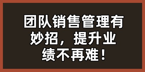 团队销售管理有妙招，提升业绩不再难！