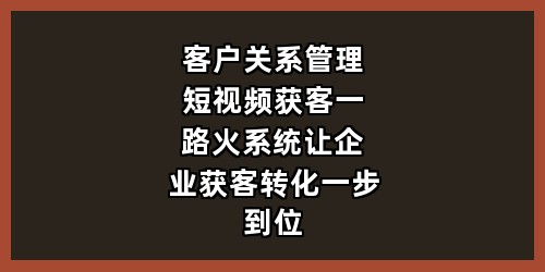 客户关系管理+短视频获客，一路火系统让企业获客转化一步到位