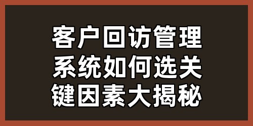 客户回访管理系统如何选？关键因素大揭秘！