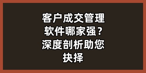 客户成交管理软件哪家强？深度剖析助您抉择