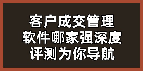 客户成交管理软件哪家强？深度评测为你导航！