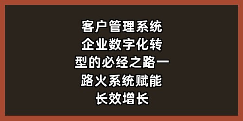 客户管理系统：企业数字化转型的必经之路，一路火系统赋能长效增长