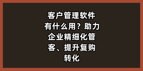 客户管理软件有什么用？助力企业精细化管客、提升复购转化