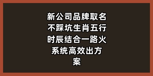新公司/品牌取名不踩坑：生肖五行时辰结合，一路火系统高效出方案