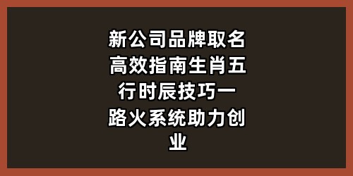 新公司品牌取名高效指南：生肖五行时辰+技巧，一路火系统助力创业