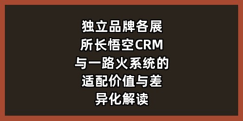 独立品牌各展所长：悟空CRM与一路火系统的适配价值与差异化解读
