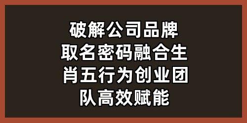 破解公司品牌取名密码：融合生肖五行，为创业团队高效赋能