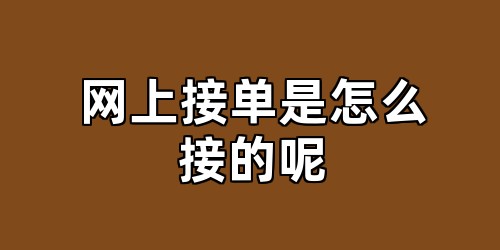 网上接单是怎么接的呢