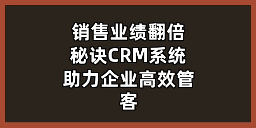 销售业绩翻倍秘诀：CRM系统助力企业高效管客